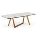 91" White And Walnut Rectangular Stone And Manufactured Wood Dining Table