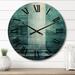 Designart "Door To The Other Side Turquoise Riverside" Abstract Collages Oversized Wood Wall Clock