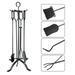 30.5in Fireplace Tools Sets Cast Iron Indoor Fireset Fireplace Small 5 Pcs Pit Stand Poker Shovel Brush Wood Stove Log Tongs Holder Tools Kit Sets Stand