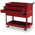 3 Tier Tool Cart With 2 Drawers Metal Heavy Duty Utility Cart On Lockable Wheels For Garage Rolling Tool Cart With Pegboard For Mechanic (30X15 Inch) TC-60