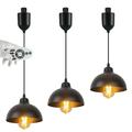 FSLiving Adjustable Height H-type Track Pendant Lights with Retro Cupola Shape Shade Remote Control with E26 Smart LED Edison Bulbs Dimmable Color Changing Timing Lamp for Kitchen Island - 3 Lights