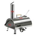 Silver Pizza Oven Outdoor 12 Semi-Automatic Rotatable Pizza Ovens Portable Stainless Steel Wood Fired Pizza Oven Pizza Maker with Built-in Thermometer Pizza Cutter Carry Bag