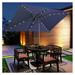 MYXIO 10ft Patio Umbrella with Solar Lights - 30 LED Rectangular Tilt Umbrella Aluminum Pole 6-8 Chairs Outdoor Rectangle Umbrella for Lawn Backyard Deck Pool and Beach Navy Blue