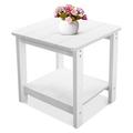 MYXIO Outdoor Side Table Weather Resistant 2-Tier Side Table Hips Plastic End Table Adirondack Side Table Rocker Side Table for Backyard Patio Pool Deck and Garden White 17 x 17x 17.5 inches
