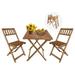 MYXIO Patio Bistro Set 3-Piece Outdoor Patio Furniture Sets Folding Table and Chairs Acacia Wood Bistro Set Balcony Cafe Table Square Patio Table Chair for Front Porch Garden Deck Backyard