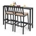 3PCS Patio Dining Table Set Metal Bar Table & Chairs Set with Cushion