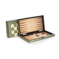 15.5 in. Lacquer Finished Green Inlaid Wood Backgammon & Chess Set