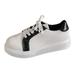 ZIZOCWA Fashion Leather Platform Sneakers for Women Round Toe Lace-Up Thick Sole Casual Tennis Shoes Comfortable Work Walking Sneaker White Size6.5