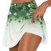 KANY Clover Print Green Skirt Women Women s Fashion St Patrick Printed Casual Sports Fitness Running Yoga Tennis Skirt Pleated Short Skirt Shorts Half Skirt Green Skirts For Women Mint Green/4XL