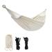 Porfeet Polyester Cotton Hammock Natural Rope 200*150Cm With Two 2M Tie Ropes Back Bag Beige