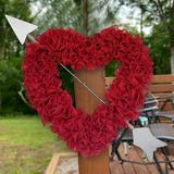 Hxoliqit Wreath Love Heart Wreath Plaid Wreath Bow Heart Wreath Check Wreath Home Decor Funny Ornament Home Decoration Best Gift(Red) for Holiday Party