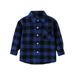 Wiueurtly Boys Long Sleeve Thermal Kids Toddler Flannel Jacket Plaid Long Sleeve Lapel Button Down Shacket Baby Boys Girls Shirt Top Coat Outwear