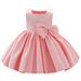 PRINxy Kids Girls Dress Toddler Girls Satin Embroidery Rhinestone Bowknot Birthday Party Gown Long Dresses Pink 2-3Years