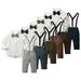 CSCHome Kids Toddler Boys 2Pcs Clothes Suits Outfits 1-12Y Baby Tuxedo 6-24 Months Toddler Dress Shirt with Bowtie + Suspender Pants Outfit Sets Gentleman Wedding