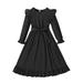EHQJNJ Baby Girls Clothing Sets Girl s Ruffle Trim Long Sleeve Solid Color Casual Midi Dress A Line Belted Party Princess Dresses Black Camouflage Baby Girl 0-3 Months