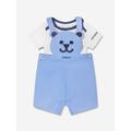 Guess Baby Boys Dungaree Set In White Size 3 - 6 Mths