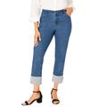 Plus Size Women's True Fit Stretch Denim Girlfriend Cuff Jean by Jessica London in Medium Stonewash (Size 20 W)