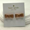 Kate Spade Jewelry | Kate Spade Rose Gold Moon River Glitter Bow Earrings | Color: Pink | Size: Os