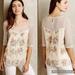 Anthropologie Tops | Anthropologie Meadow Rue Anja Floral Embroidered 3/4 Sleeve Polka Dot Mesh Top S | Color: Cream/Purple | Size: S