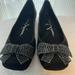 Jessica Simpson Shoes | *Never Worn* Jessica Simpson Shoes Black Suede Ballet Flats With Rhinestone Bows | Color: Black | Size: 6.5