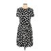 Maggy London Casual Dress - A-Line Crew Neck Short sleeves: Black Polka Dots Dresses - Women's Size 12 Petite