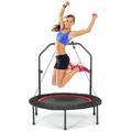 SPOTRAVEL 40" Mini Trampoline, Foldable Fitness Bouncer with 2 Resistance Bands & 4-Level Adjustable Foam Handle, Indoor Outdoor Exercise Rebounder for Kids Adults (Red + Black)