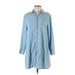 BB Dakota Casual Dress - Shirtdress: Blue Dresses - Women's Size Small