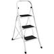 VIVAAS 3 Step Ladder Folding Step Stool Multi-Use for Household, Kitchen, Office Heavy Duty Handgrip Anti Slip Pedal Sturdy Lightweight Folding Step Ladder Easy to Store Stepladder (3 Step - White)