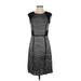BCBGMAXAZRIA Casual Dress - A-Line Crew Neck Sleeveless: Black Color Block Dresses - Women's Size Small