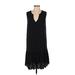 J.Crew Casual Dress - DropWaist V Neck Sleeveless: Black Print Dresses - Women's Size Small