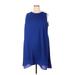 DR2 Casual Dress - A-Line: Blue Solid Dresses - Women's Size 2X