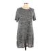 BCBGeneration Casual Dress - Mini Crew Neck Short sleeves: Gray Marled Dresses - Women's Size Large