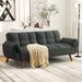 George Oliver Kazal Full 75.39" Wide Split Back Convertible Sofa Wood/Polyester in Gray/Black/Brown | 31.29 H x 75.39 W x 39.37 D in | Wayfair