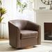 Barrel Chair - Wade Logan® Amiir Vegan Leather Swivel Barrel Chair Faux Leather in Brown | 30 H x 30.5 W x 29 D in | Wayfair