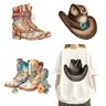 Westliche Kultur Cowboyhut Cowboys tiefel Eisen auf Transfer für Kleidung dtf Transfers bereit
