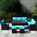 7-Piece Patio Brown Wicker Coversation Sofa Set