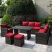 7-Piece Patio Brown Wicker Coversation Sofa Set