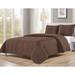 King Size Chocolate Brown 3 Piece Quilt Set & Pillow Shams Soft Plush Cozy Bedspread