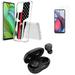 Accessories Bundle for Motorola Moto G Stylus 5G 2023 - Flexible TPU Shockproof Protection Case (Thin Red Line Skull) Screen Protector Premium Wireless Earbuds TWS with Charging Case