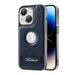Decase for iPhone 15 Pro Case Built-in Invisible Kickstand Logo View Camera Lens Protector Plating Rugged Shockproof Anti-Scratch Slim Flexible Soft Luxury PU Leather Cover Navyblue