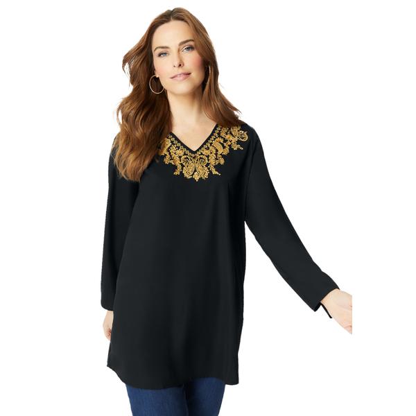 plus-size-womens-embellished-georgette-top.-by-roamans-in-black--size-20-w-/