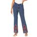 Plus Size Women's Embroidered Bootcut Jean by Denim 24/7 in Multi Embroidered Filigree (Size 28 W)