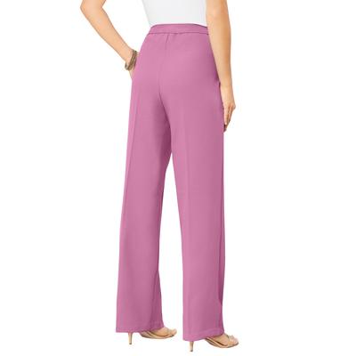 Plus Size Women's Wide-Leg Bend Over® Pant by Roaman's in Mauve Orchid (Size 18 WP)