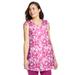Plus Size Women's Ruched-Shoulder V-Neck Tunic Tank by Woman Within in Raspberry Sorbet Stencil Flower (Size 30/32)