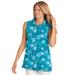 Plus Size Women's Sleeveless Polo Tunic by Woman Within in Waterfall Flowers (Size 1X)
