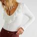 Free People Tops | Free People! Ivory Bennet Long Sleeve Ruffle Thermal Top Nwot! | Color: Cream/White | Size: L
