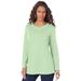 Plus Size Women's Long-Sleeve Crewneck Ultimate Tee by Roaman's in Green Mint (Size 6X) Shirt