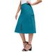 Plus Size Women's Stretch Cotton Chino Utility Skirt by Jessica London in Deep Teal (Size 16 W)