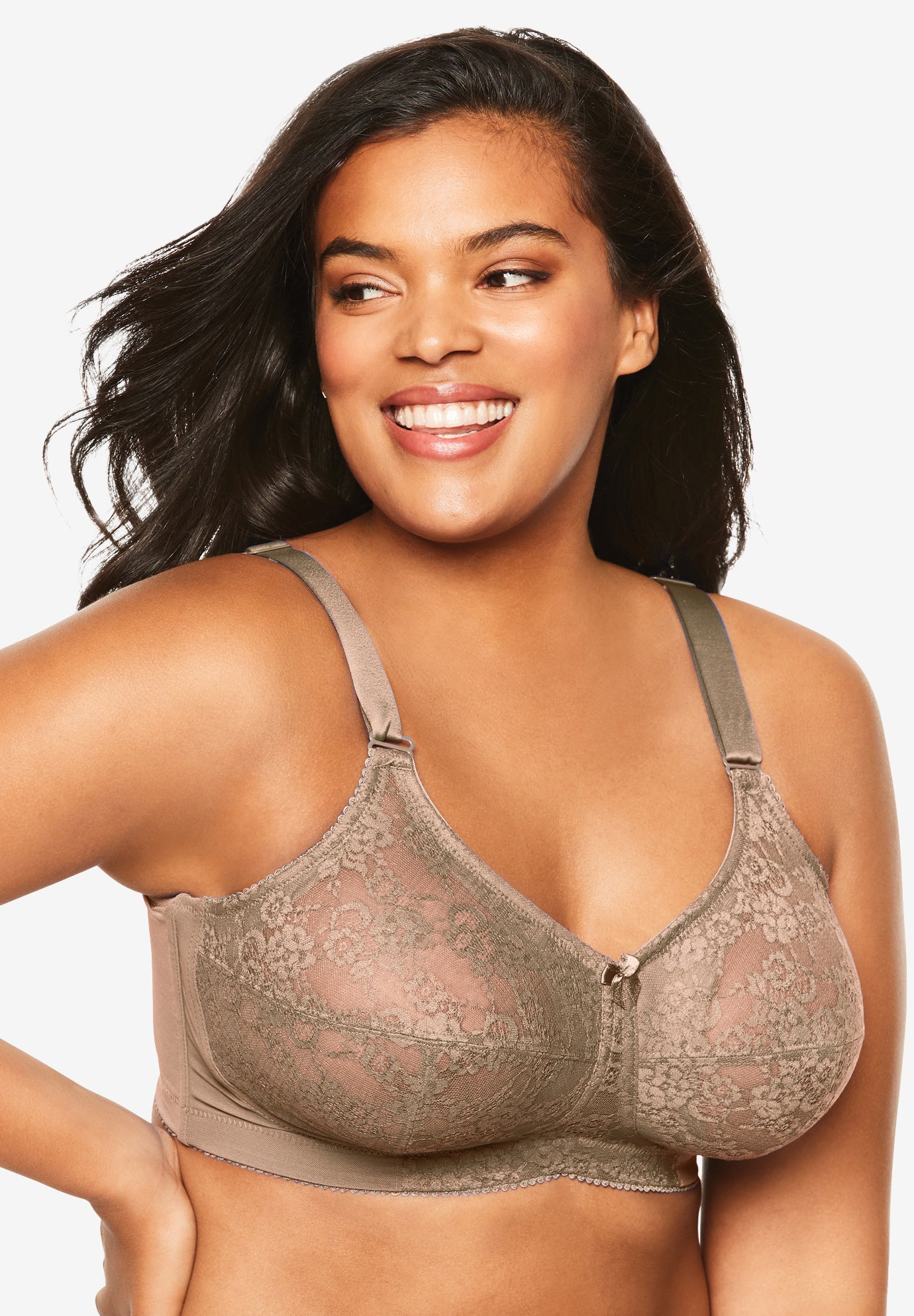 Plus Size Women's Lace Soft Cup Bra by Elila in Mocha (Size 48 DD/E)