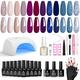 Beetles Gel Nail Polish Kit with U V Light Protective Gloves, Winter 12 Colors Nude Red Blue Holiday Gel Polish Starter Kit with Base Top Coat Manicure Tools Kit DIY Nail Gift for Women